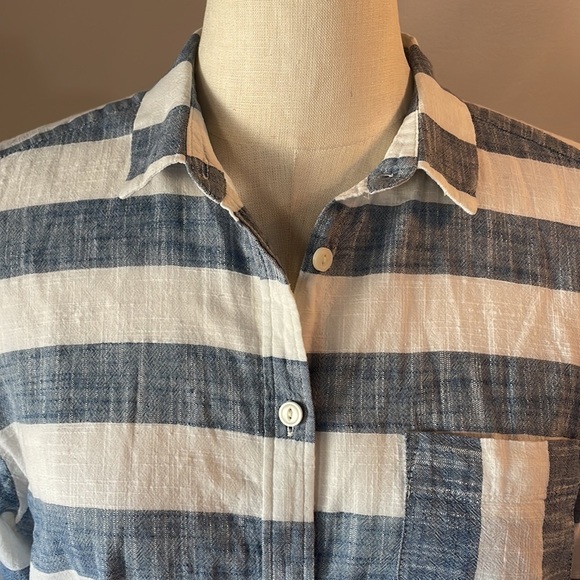 Tommy Hilfiger women’s contrast bold stripe button down shirt cotton classic Lrg - Picture 4 of 12